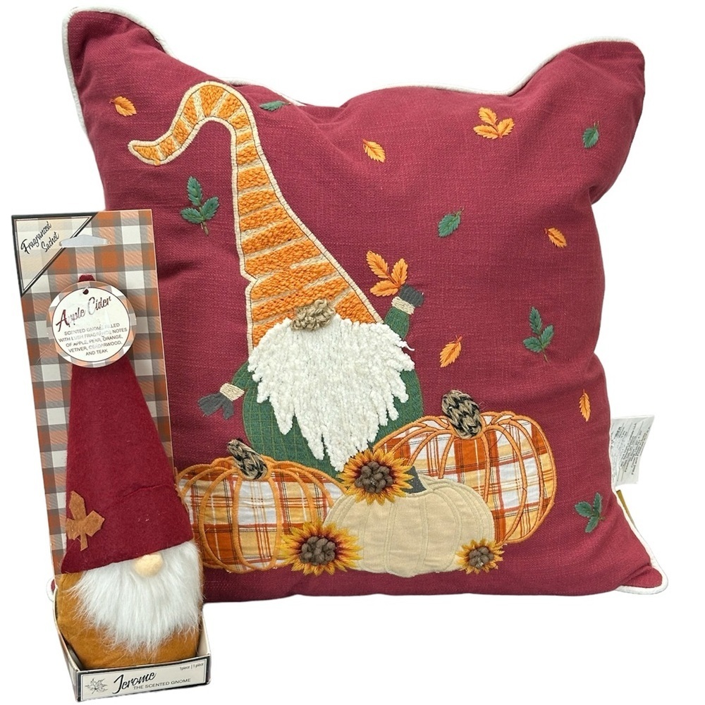 Gnome Pumpkin Fall Pillow and Apple Cider Scented‎ Gnome decoration - Picture 12 of 12